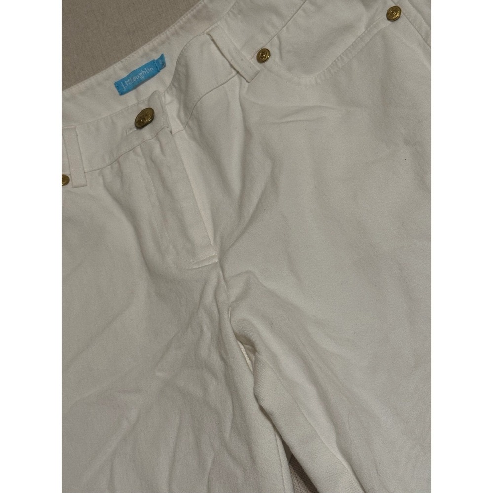 J.McLaughlin Womens White Straight Leg Pants Preppy Coastal Minimalist Chic